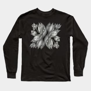 Black and White flowers. Pencil drawing. Sketch Long Sleeve T-Shirt